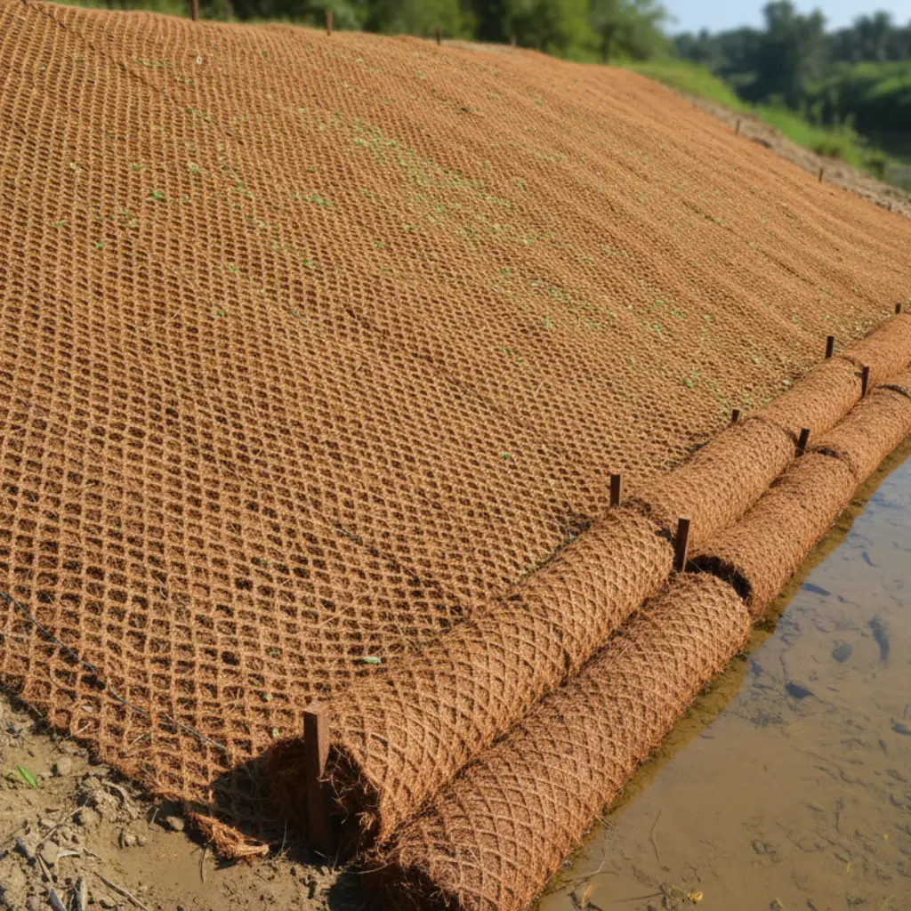 Coir geotextiles – eco-friendly biodegradable matting for erosion control, soil stabilization, and landscaping applications