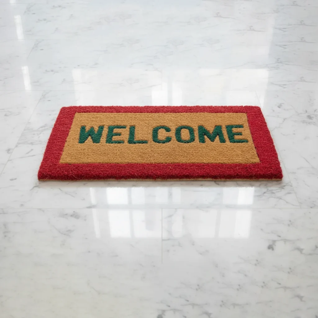 Coir fiber mat with Welcome printed – natural durable welcome mat for home, office, or commercial entrances