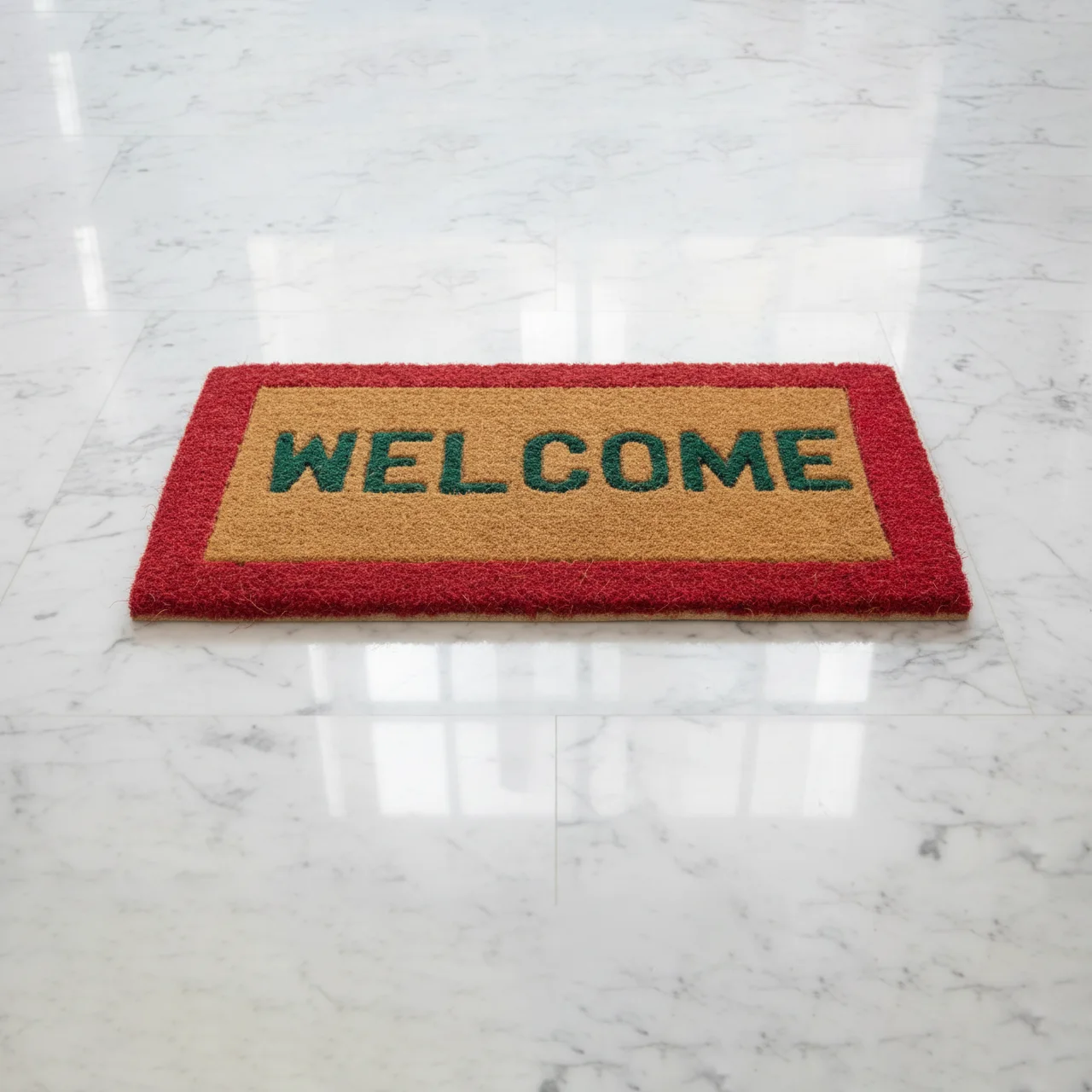Coir fiber mat with Welcome printed – natural durable welcome mat for home, office, or commercial entrances