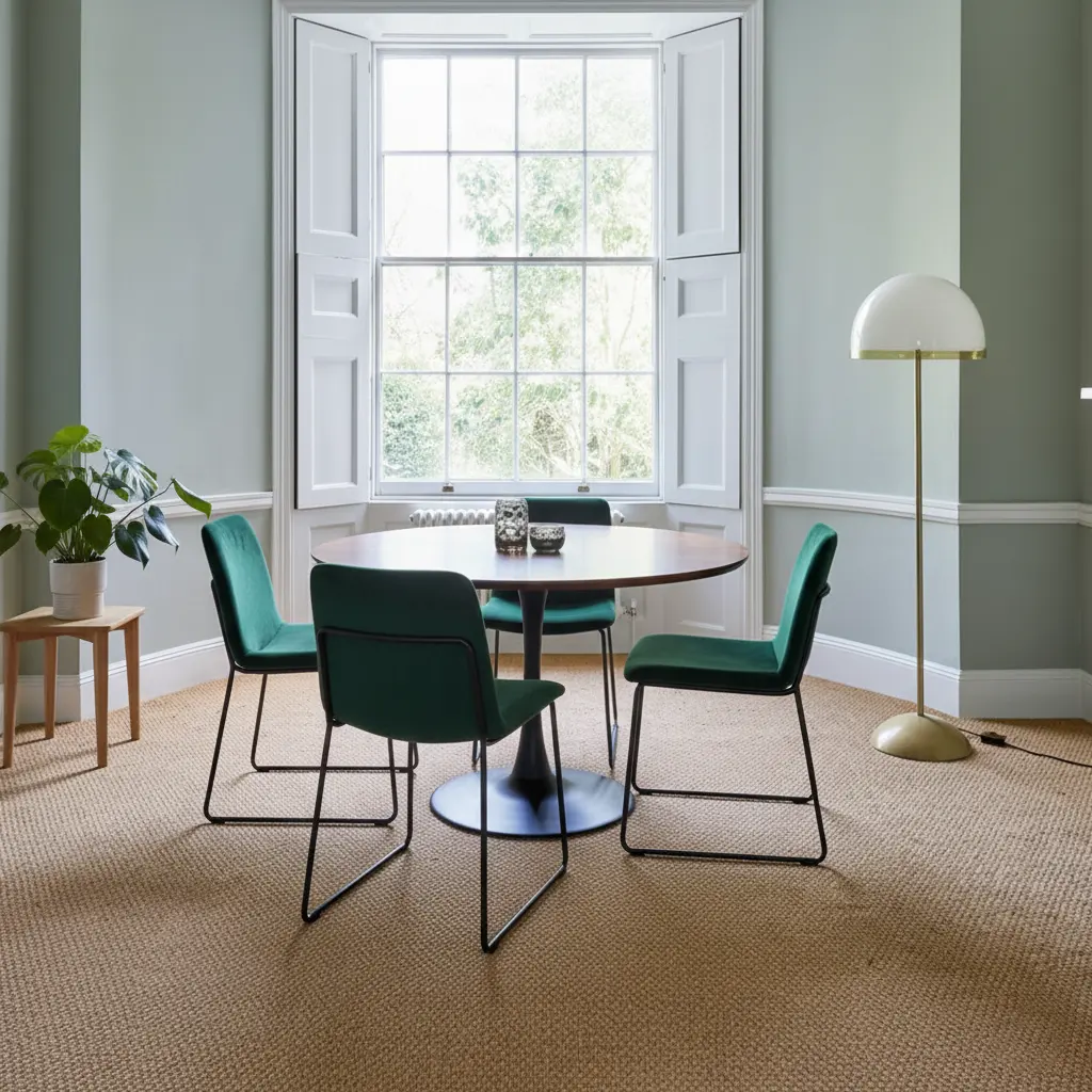 Coir matting floor covering with boucle weave, shown in a room setting – natural heavy-duty matting for residential or commercial interiors