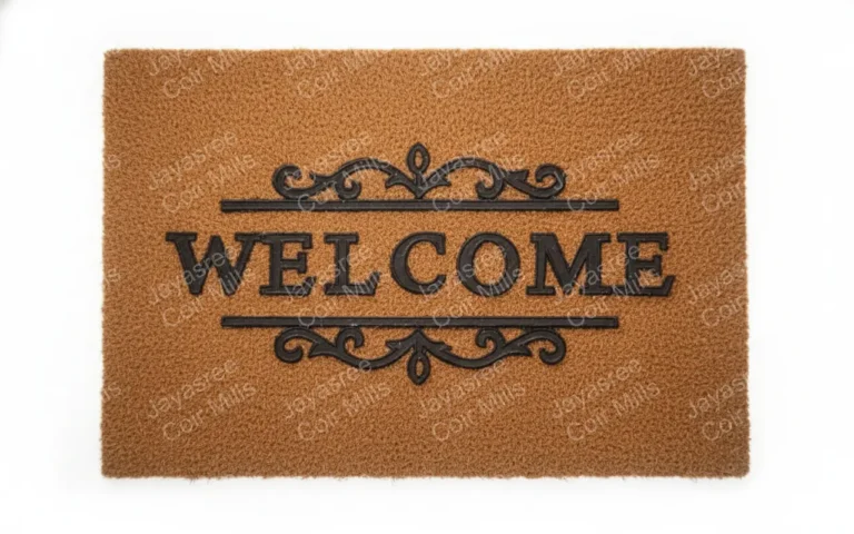 Natural Latex embossed coir door mat with Welcome impression pattern for entryway - durable coconut fiber doormat