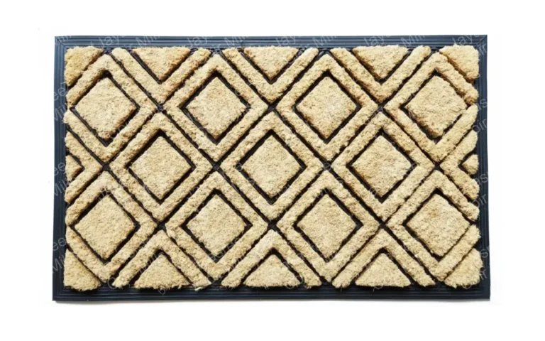 Rubber moulded brush mat with pile featuring durable cleaning bristles and secure non-slip grip for floor protection