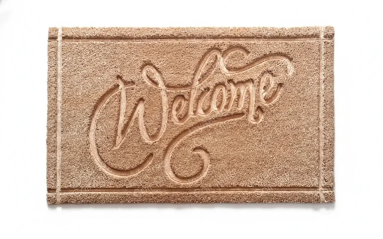 Coir door mat with unique latex embossed design Welcome made from natural coconut fiber, non-slip backing, suitable for entryways