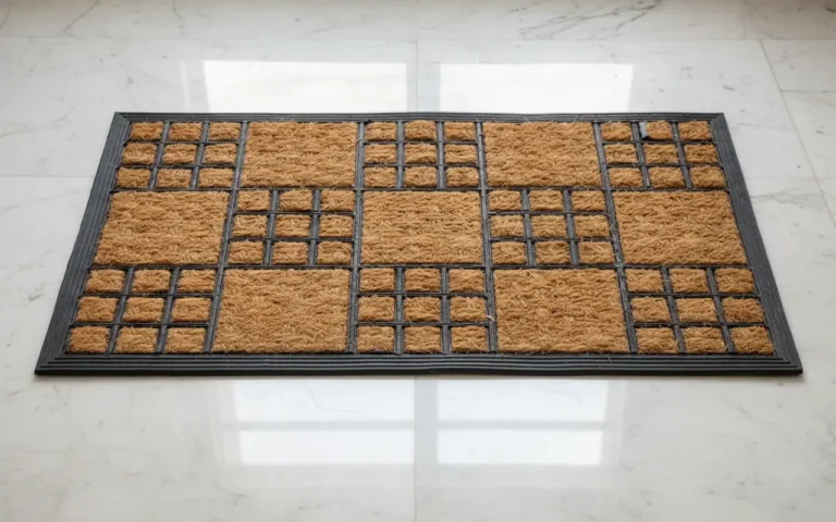 Panama rubber moulded mat placed on floor, angled view – durable non-slip door mat with textured surface for entryways